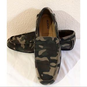 ALFANI BROWLEY CAMO Suede Slip On Drivers Sz 9.5